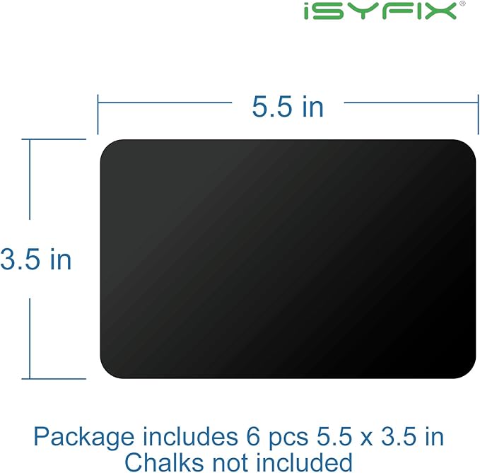 iSYFIX Magnetic Chalkboard Notes - 5.5 x 3.5 inch, 6 Pack, Rectangle - Decorative Magnet Blackboard for Fridge, Kitchen Organizer, Decor, Office, Grocery Lists, Metallic Boxes, Storage and More