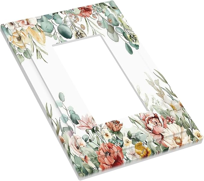 Decorative Outlet Covers Vintage Boho Floral Leaves Rustic Sage Botanical 1 Gang Single Rocker Light Switch Cover Plate Wall Plates GFCI Faceplate for Bedroom Home Decor