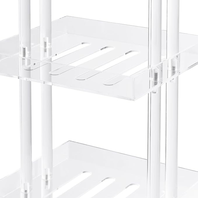 Standing Corner Shower Caddy, 3 Tier Acrylic Shower Shelves Minimalist Shower Organizer for Bathroom Small Space 11'' L X 10'' W X 34.6'' H