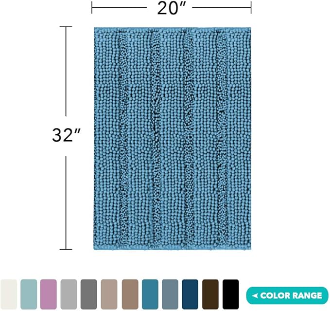 Turquoize Bathroom Rugs and Mats 1-Piece Bath Mat Set Non Slip Bath Mats for Tub Extra Soft and Absorbent Gray Shaggy Rugs for Bedroom Machine Washable Bath Mats, 20"x 32", Turquoise Blue