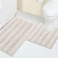 Turquoize Chenille Bathroom Rugs Set Non-Slip Bath Mats for Bathroom Super Absorbent Shaggy Shower Mat for Tub Kitchen Plush Bath Rug Plus U Toilet Mat (Standard: 20" x 32" and 20" x 20" U), Ivory
