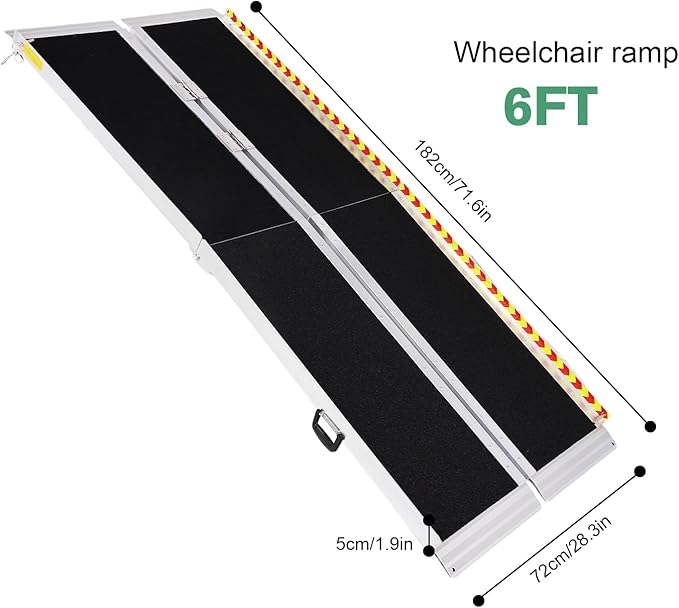 Generic Portable Wheelchair Ramp Aluminum Folding Door Threshold Wheelchair Ramp Threshold Ramp for Home Steps Stairs Entry Threshold Doorways