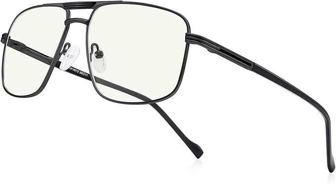 Reading Glasses for Men Square Double Bridge Blue Light Blocking Computer Readers