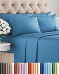 Cal King 6 Piece Sheet Set - Cooling and Breathable Bed Sheets - Hotel Luxury Bed Sheets for Women, Men, Kids and Teens - Deep Pockets - Easy Fit - Soft and Wrinkle Free - Cal King Denim Blue Sheets