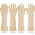 Mamison 2 Pairs Reusable Waterproof Household Dishwashing Cleaning Rubber Gloves, Non-Slip Kitchen Glove (Ivory, Medium (Pack of 2))