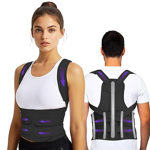 TEE TEA Posture Corrector for Women & Men – Adjustable Back Support Brace for Neck, Shoulder & Spine Muscle Relief – Improve Posture, Comfort & Confidence – Invisible & Comfortable Design (Black, Small)