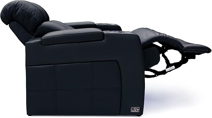 Seatcraft Kodiak Zero-Gravity CoolZero Italian Leather Home Theater Seating, Powered Headrest, Powered Lumbar, Powered Recline, Single Recliner, Black
