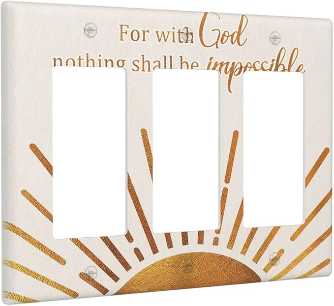Mid Century Boho Sun Inspirational Quote Outlet Covers Triple Rocker Light Switch Covers Decorative Abstract Gold Sunrise 3 Gang Wall Plate Gfci Electrical Receptacle Switchplate Plug Faceplate