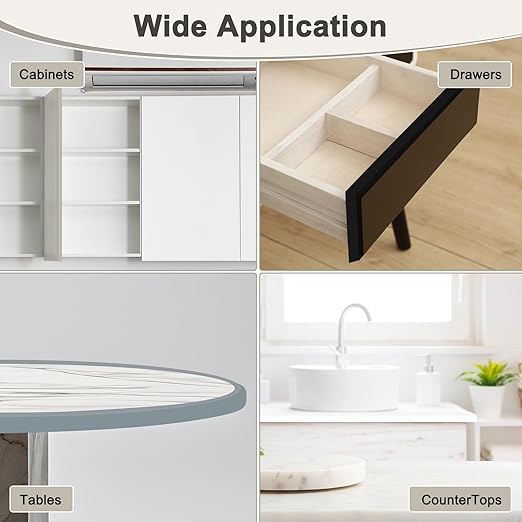 U-Shape Edge Banding, 1.18 Inch x 16.4 FT Self Adhesive Rubber Edge Trim Flexible TPE Corner Protector for Desk/Shelves/Furniture/Countertop/Table/Cabinet/Plywood [Black]