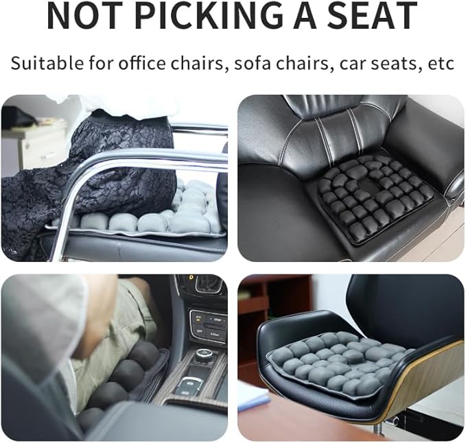 Travel Cushion,3DAir Inflatable Pressure Relief Cushion,Airplane seat Cushion for Long Flights,Press Type air Inflatable Wheelchair seat Cushion for Car,Office,Stadium,Ergonomic Comfort Support