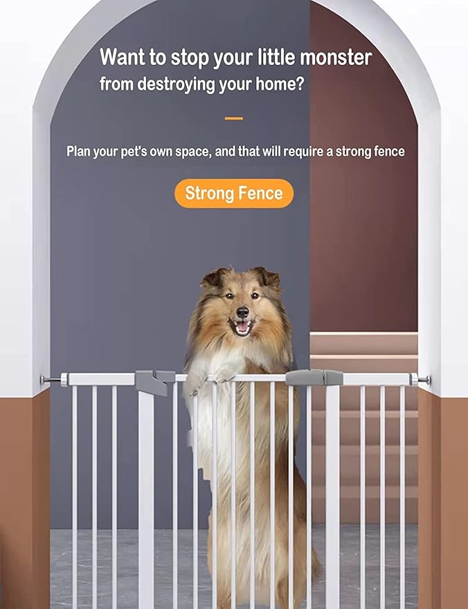 (60.5-113 in Width) Extra Long Baby Gate with Door, Large Dog Gate Indoor, Extra Wide Baby Gates for Doorways, Child Proof Gate, Kiddie Gates. White, Dog Gates for The House. Extra Tall Pet Gate.