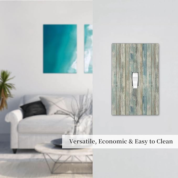 Tea Vintage Wood Plank Distressed Grain Rustic Shiplap Board Single Toggle Light Switch Covers Decorative 1 Gang Wall Plates Cover Electrical Device Switchplate for Farmhouse Bathroom Decor