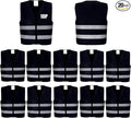 Black Safety Vests 20 Pack - Reflective High Visibility Construction ANSI Class 2 Work Vests for Men,Woman,Hi Vis Mesh and Neon Silver Strip