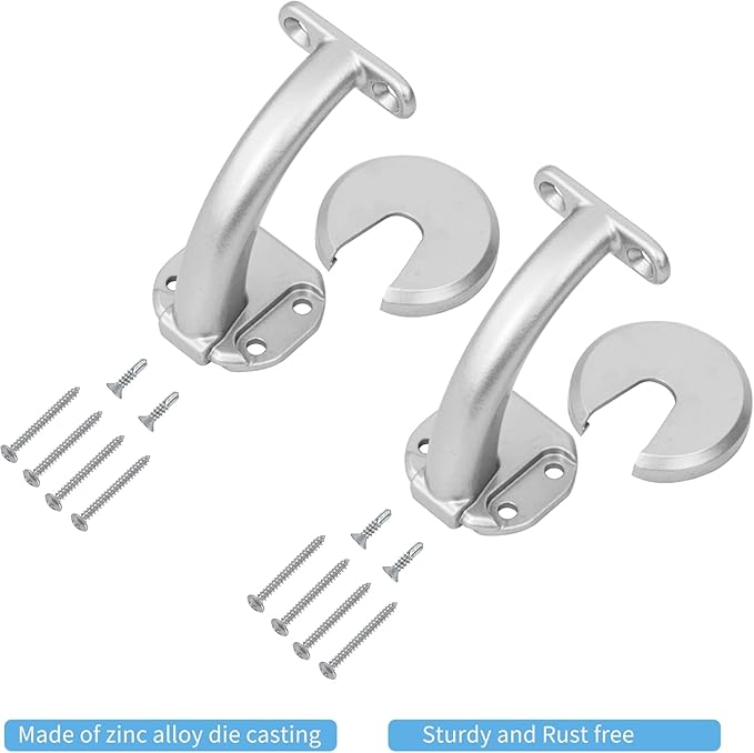5FT Modern Aluminum Handrail Set, handrails for Indoor Stairs,Deck,Slope, Wall Mounted Staircase handrails, Zink Alloy Brackets Included,Rust Free. (Anodized Silver, 5 FT)