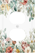 Outlet Covers Vintage Boho Floral Leaves Rustic Sage Botanical 1 Gang Duplex Wall Plate Decorative Switch Plates Electrical Receptacle Faceplate Light Switch Cover for Bedroom Home Decor