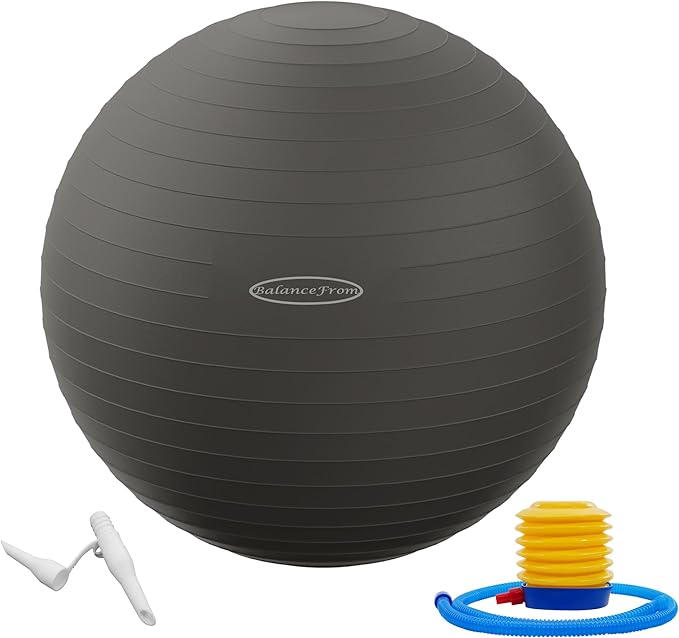 Fitvids Anti-Burst and Slip Resistant Exercise Yoga Fitness Birthing Ball with Quick Pump, 2,000-Pound Capacity, Multiple Colors and Sizes