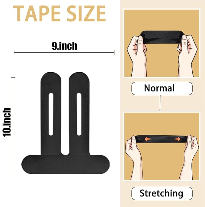 IEADEN Precut Kinesiology Tape for Knees, 20 Pcs - Knee Support & Stability, Knee Pain Relief Athletic Tape - Waterproof & Elastic, Breathable Hypoallergenic Latex-Free Tape, Black
