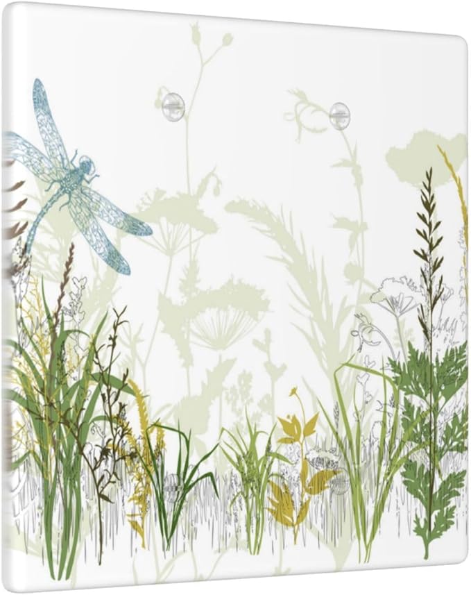 Wild Flower Dragonfly 2 Gang Blank Light Switch Cover Plates Decorative Electric Outlet Covers Decorator Wall Switch Plate Receptacle Plug Covers 4.6 * 4.5 Inches