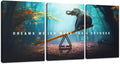 Unbruvo Elephant Wall Art for Office, Motivational Inspirational Canvas Wall Art, 3 Pieces Elephant Painting Prints Wall Decor for Living Room Bedroom Classroom Dorm(72”Wx36”H)