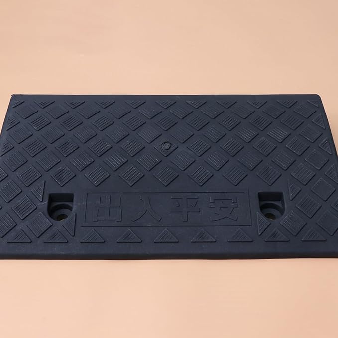 Rubber Threshold Ramp Mat 50X27X11Cm Black Portable Slope Ramp Cushion for Wheelchair Access and Home Steps for Mobility Assistance