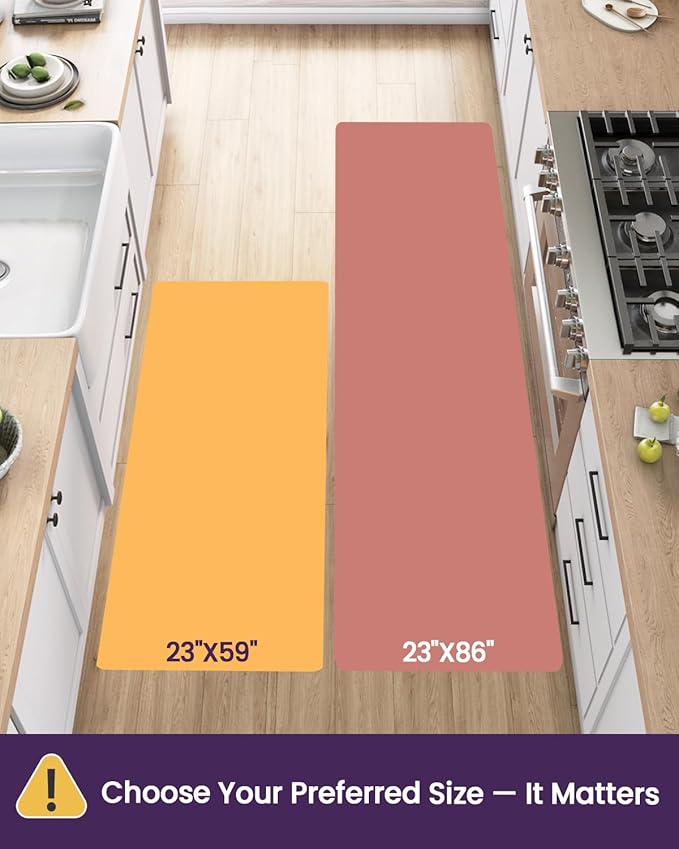 DEXI Kitchen Floor Mats Cushioned Anti Fatigue, 23x59 Long Wide Standing Comfort Runner Rug, Waterproof Retro Floral Memory Foam Padded for Front Sink Laundry, Beige Grey