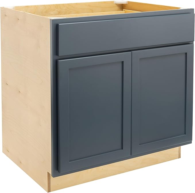 Quicklock RTA (Ready-to-Assemble) | Base Kitchen Cabinets - Shaker Style | Made in America (Needlepoint Navy, 36" Wx34.5 Hx24 D Base)