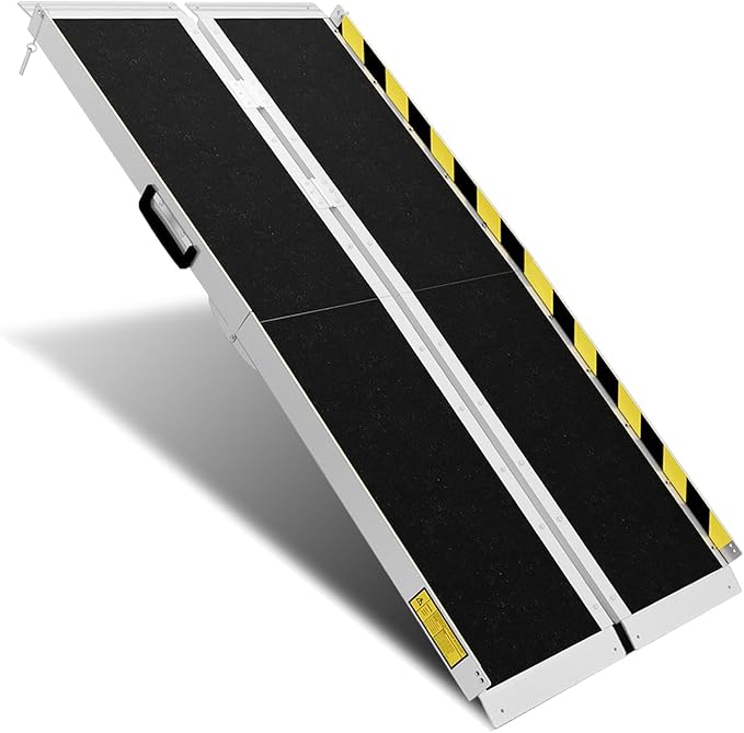 Protable Wheelchair ramp 5FT,Non-Slip Folding Aluminum Handicap Ramps,Threshold Ramps for Home,Holds up to 600lbs,Wheelchair ramp for Steps,Stairs,Doorways (5FT Useing Height 5-15inch)
