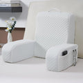Bed Reading Pillow Back Support with Arms, Removable Pillowcase for Book Working Gaming Resting Watching TV, White Gray/20in