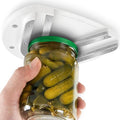 Mount-on Cabinet Jar Opener for Weak Hands,Seniors with Arthritis,Double U Shaped Grooves Grip Bottle Opener for Any Size Lid,304 Stainless Steel One-Handed Can Opener Tool for Home Assistance,White