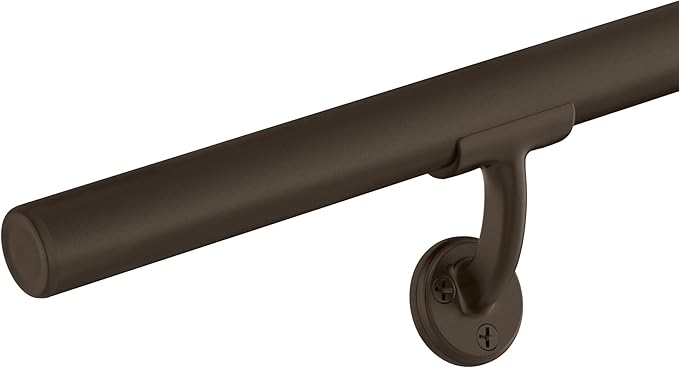 Meranti Aluminum Handrail for Indoor or Outdoor Steps and Stairs – Hand Rails for Elderly – DIY Complete Stair Railing Kit (AHR, Bronze Textured, 10' Length)