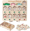 Personalized Wooden Daily Routine Chart, Visual Schedule, Routine Chart for Toddlers, Morning Bedtime Routine Chart for Toddlers (02)
