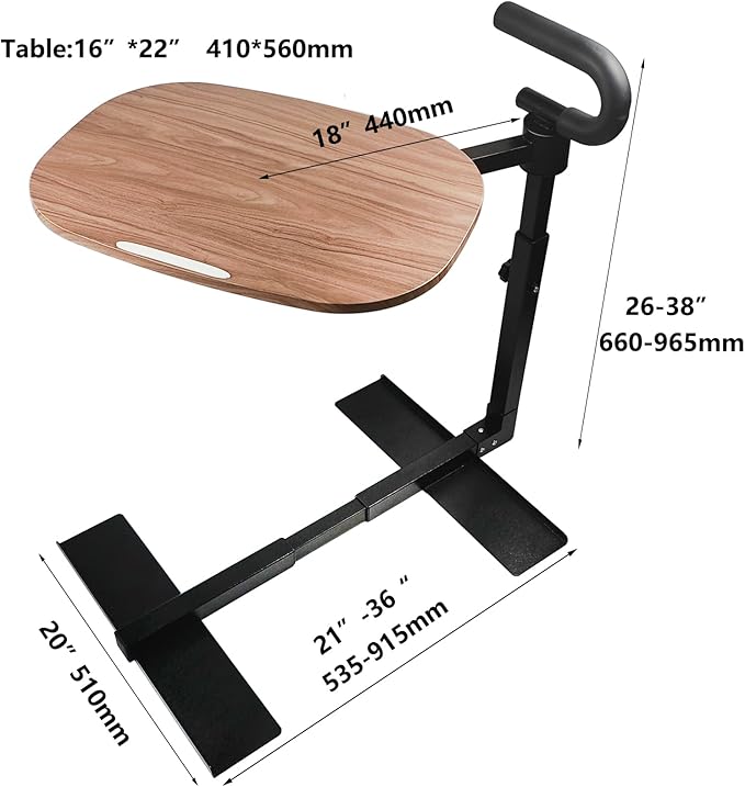 (Black 360° Sofa Rotating Table) Auxiliary Standing Tray 360 Degree and Height Adjustable Rotating TV and Laptop Table, Ergonomic Auxiliary Safety Standing Handle