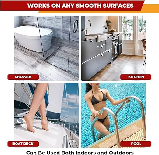 ThreadNanny Indoor and Outdoor Stair Treads - Stair Treads for Wooden Steps, Concrete Steps Etc. (Works on All Surfaces & Weather), Non Slip Durable & Waterproof Anti Slip Tape (100 Pack, Clear)