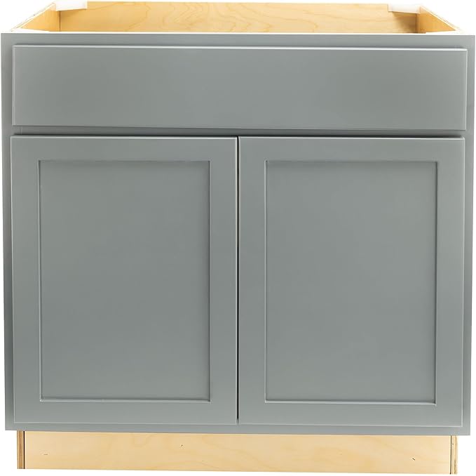 Quicklock RTA (Ready-to-Assemble) | Base Kitchen Cabinets - Shaker Style | Made in America (Magnetic Gray, 36" Wx34.5 Hx24 D Sink Base)