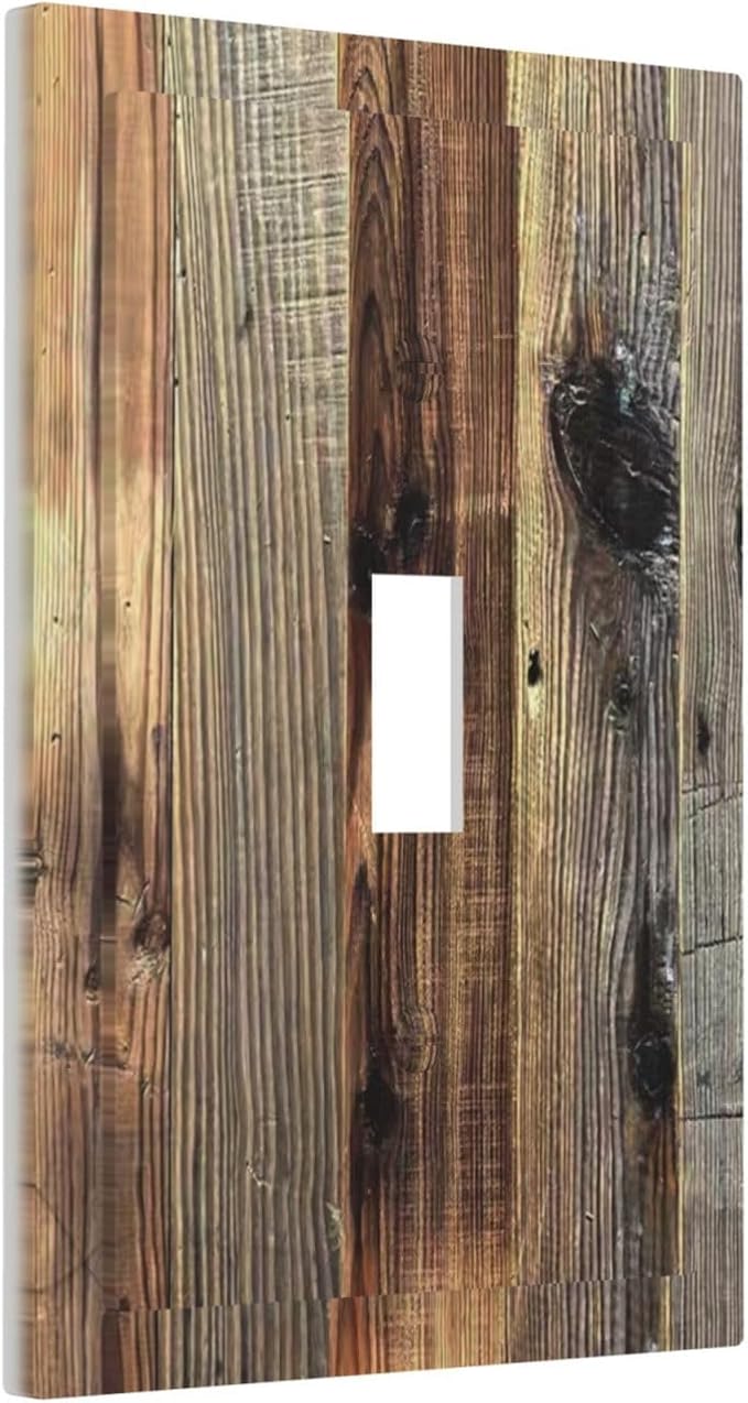 Barn Brown Wood Rustic Weathered Wood Print Decorative Light Switch Cover 1 Gang Single Toggle Device Electrical Faceplate Switchplates Decorator Outlet Wall Plate for Farmhouse Home Decor