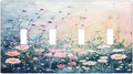 Decorative Switch Plate Covers Pink Floral Wildflower Green Plants 4 Gang Light Switch Cover Plate Quad Toggle Wall Plate Light Switch Covers for Bathroom Decor