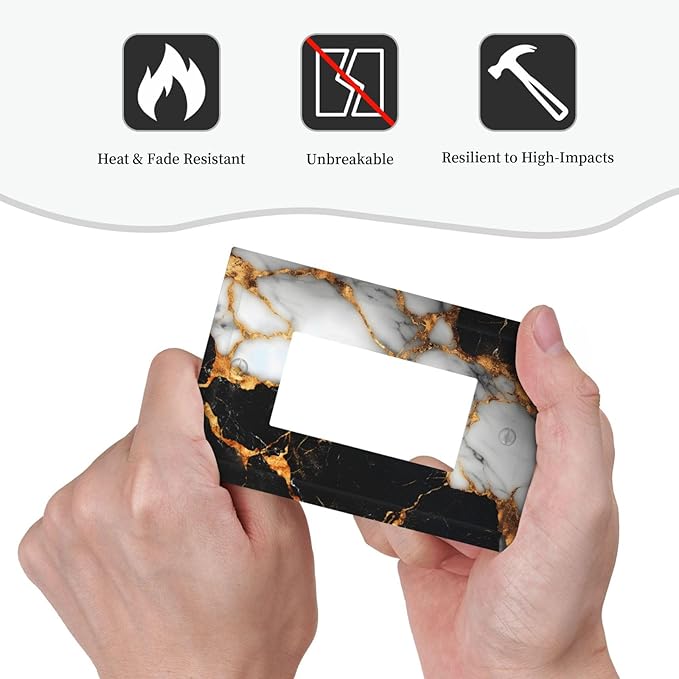 Decorative Outlet Covers Black Gold Marble 1 Gang Rocker Light Switch Cover Plate Single Gfci Light Switch Covers Wall Plate for Country Bathroom Bedroom Decor