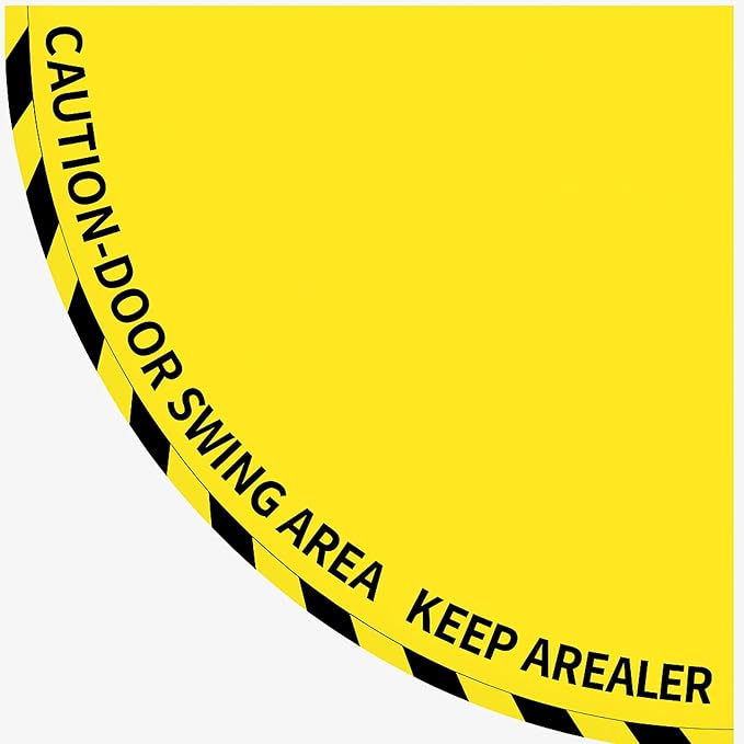 1 Pack Door Swing Caution Floor Sign for Safety Warning Door Swing Area Keep Area Clear Floor Sign Vinyl Non Slip Surface(36 x 36 Inches,Textured,Yellow)