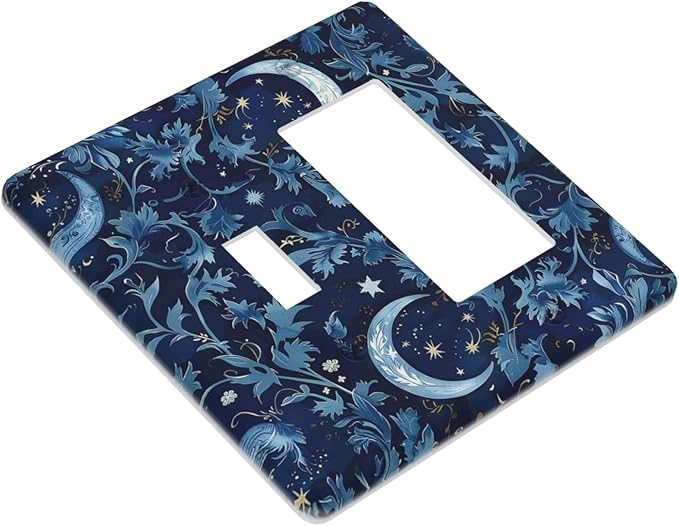 Outlet Covers Vintage Moon And Flowers Decor Floral William Morris 1 Toggle 1 Rocker Combination Decorative Wall Plate Electrical Switch Plates Light Switch Cover Plate for Bedroom Kids room