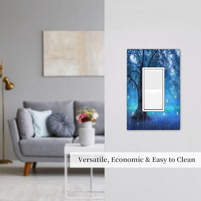 Outlet Covers Fantasy Fairy Tree In Mystic Forest 1 Gang Wall Plate Single Rocker Light Switch Cover Decorative GFCI Receptacle Cover Electrical Switchplate for Bathroom Bedroom Decor