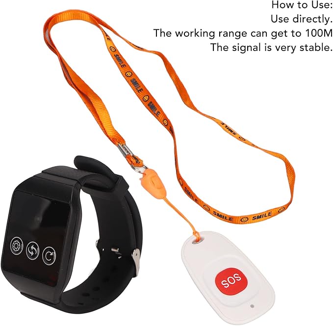 Portable Caregiver Pager System, Wireless SOS Alert Buttons with 100m Range & Multiple Alarm Modes for Elderly Patient Home Care