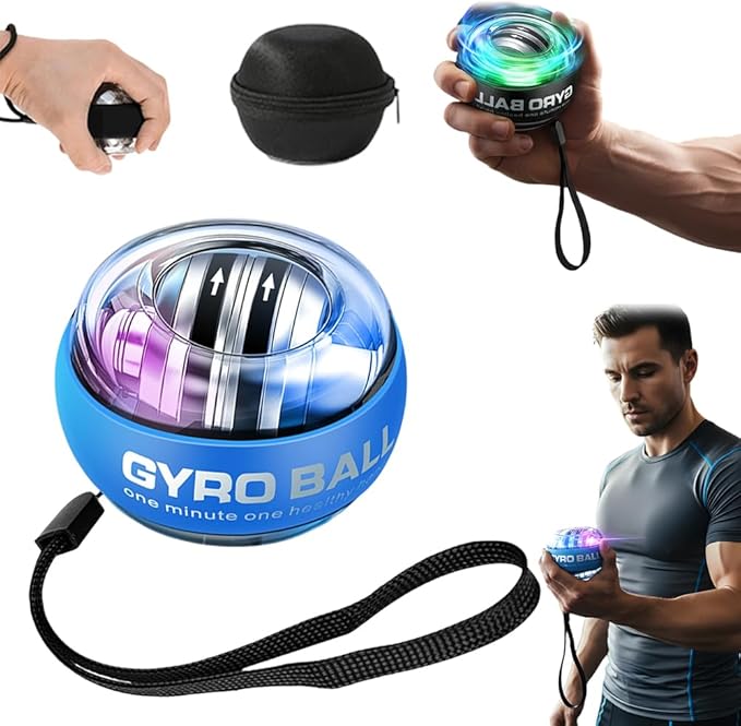 Wrist Ball Hand Exerciser, Auto-Start Torque Ball with LCD Counter, Ball Wrist & Forearm Strengthener, Adjustable Resistance Grip Trainer with LED Lights