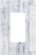 Decorative Outlet Covers Vintage Grey White Wood Grain 1 Gang Single Rocker Light Switch Cover Plate Wall Plates GFCI Faceplate for Farmhouse Bathroom Decor