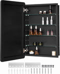 VEVOR Medicine Cabinet, 20 x 30 inch, Medicine Cabinet for Bathroom with Mirror, Aluminum Frame Bathroom Wall Cabinet, 4-Layer Adjustable Shelves, Recessed & Wall-Mounted Installation