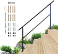 DIYHD 5 Step Handrail for Outdoor,Powder Coated Iron Stair Railing,Black Hand Rails for Indoor, Porch,Deck,1 Pack