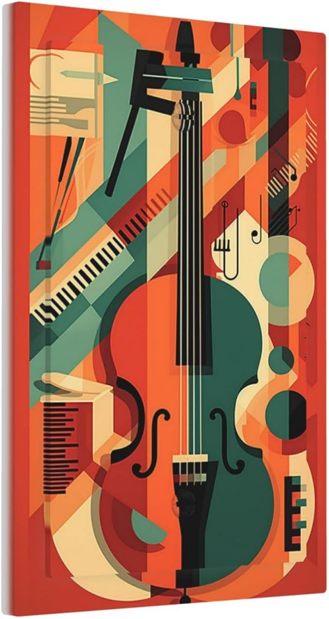 Light Switch Cover Plate Violin Abstract Jazz Colorful Painting 1 Gang No Device Blank Electrical Wall Plates Faceplate Decorative Switch Plate for living Room Office Decor
