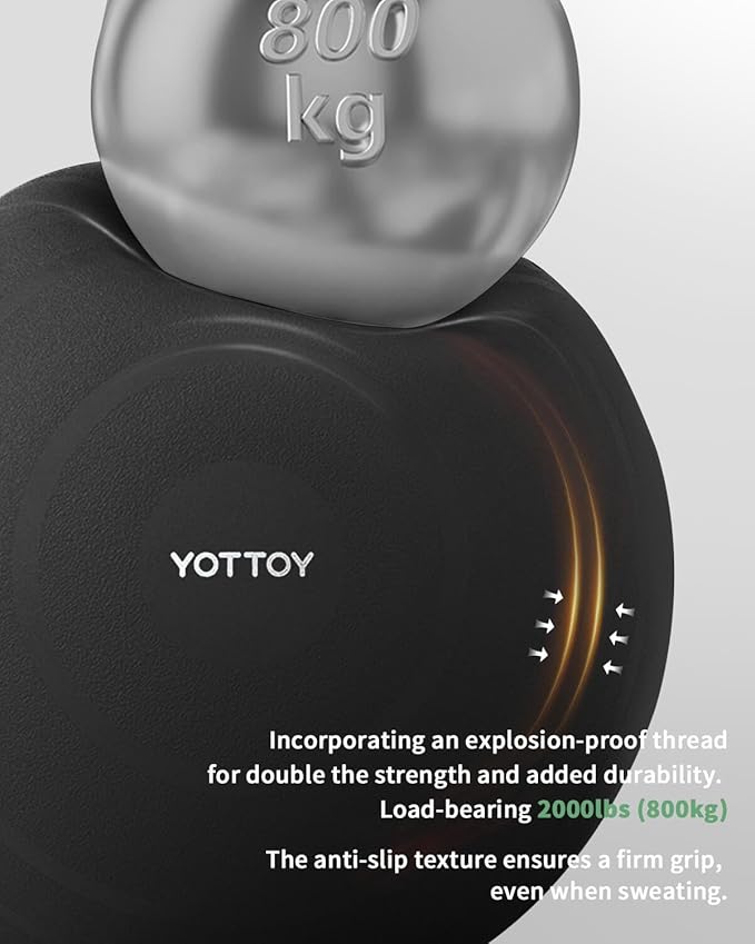 YOTTOY Anti-Burst Exercise Ball for Working Out, Yoga & Pregnancy, Extra Thick Workout Ball for Physical Therapy & Fitness