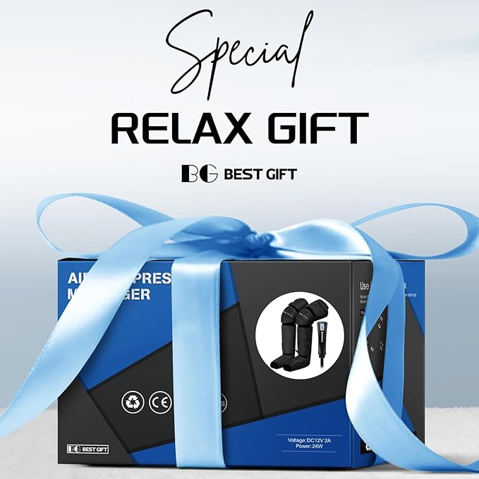 Christmas Gifts for Men Women Dad Mom, Mother's Day, Father's Day, Air Compression Massager with Heat for Foot, Leg, Calf, Thigh, Knee, Helpful for Varicose Veins,Muscle Fatigue, Cramps Swelling Edema