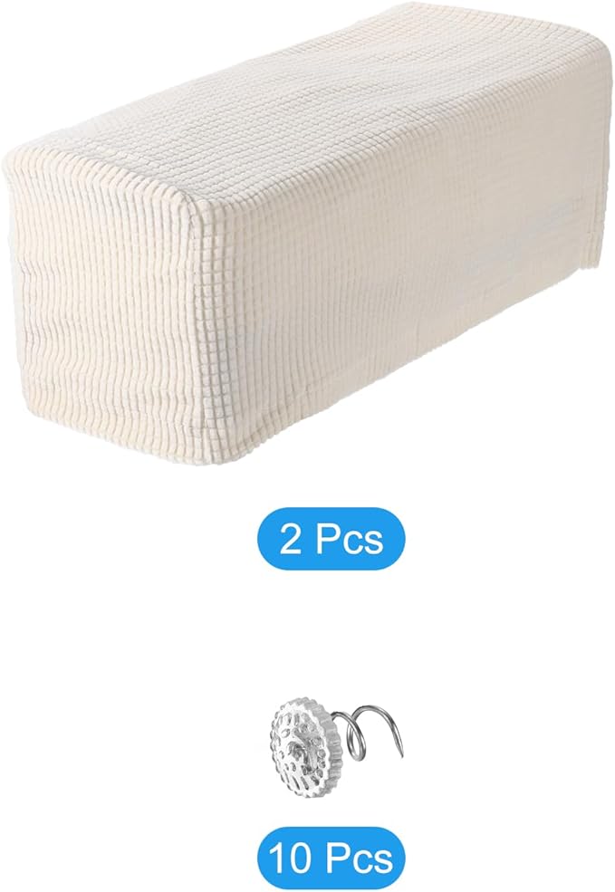 uxcell 2pcs Stretch Armrest Covers for Chairs/Sofas, Couch Arm Covers with Twist Pin, Furniture Protector Slipcovers White