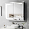 36"X30" Bathroom Medicine Cabinet with Mirror, LED Lighted Medicine Cabinet with Anti-Fog, 3 Colors Temperature Stepless Dimmable, Metal Cabinet for Storage and Mordern Decor, Black